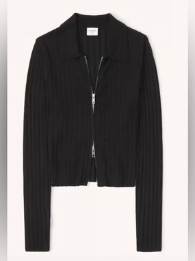 Abercrombie Black Ribbed Double Zip Sweater